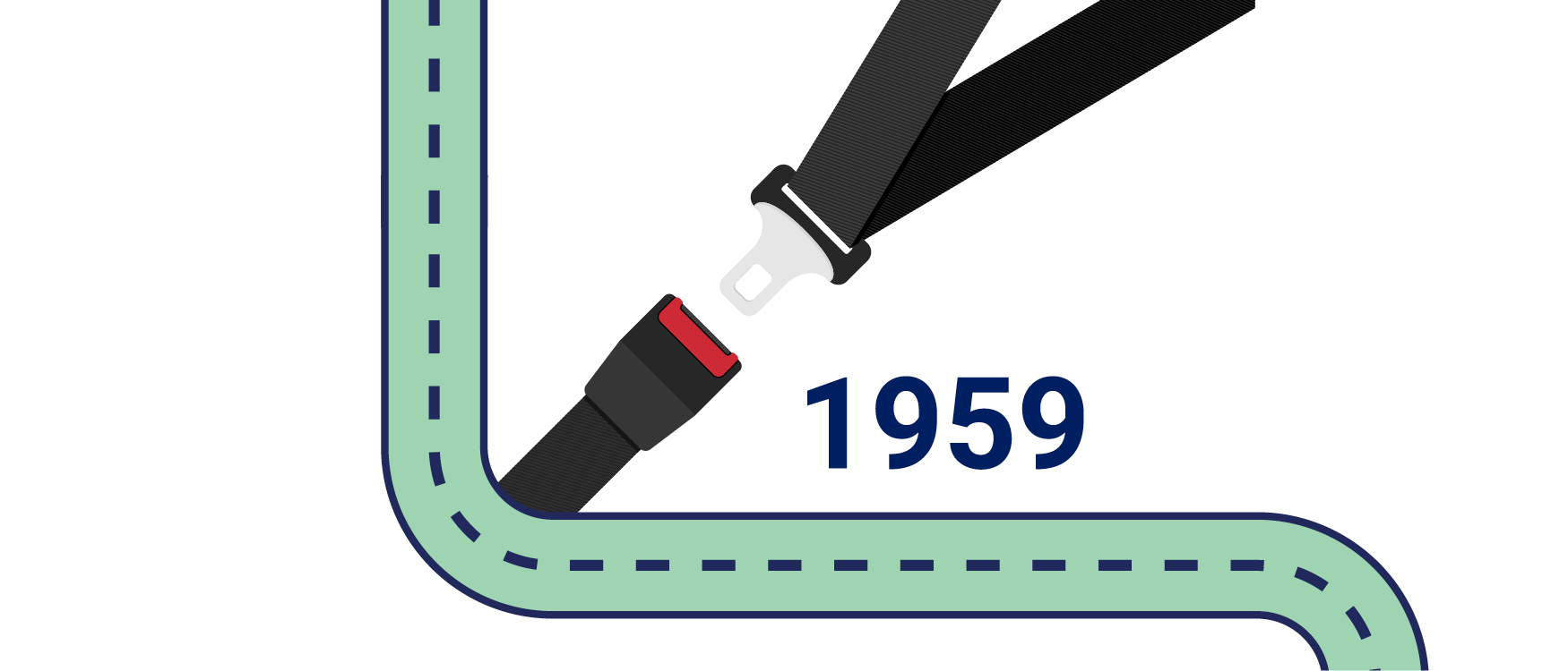 Three-point safety belt invention in 1959