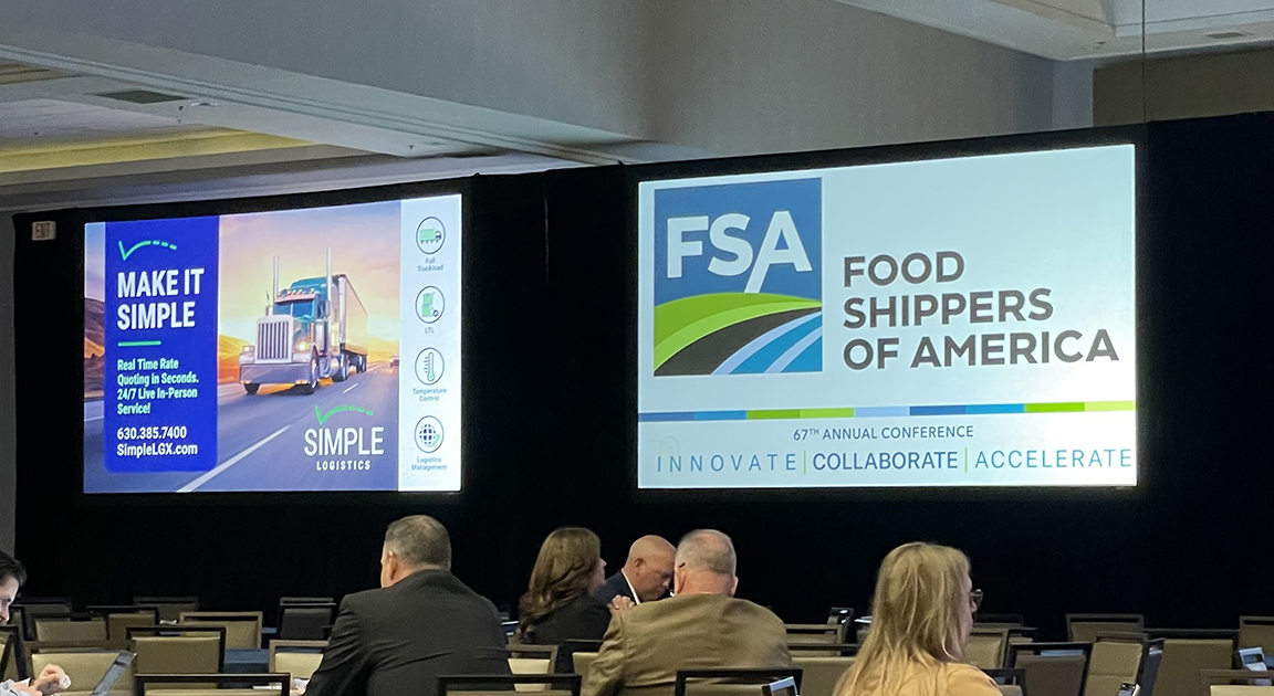 FSA Conference Slideshow with Simple Logistics AD showing